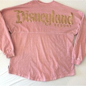 Disney Spirit Jersey Sz L Disneyland Resort Peach Pink Rose Gold Glitter 70 Year